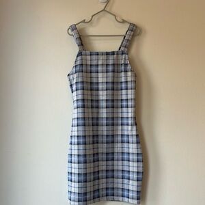 🌼 5/$20 UKIDS Blue White Black Plaid Sleeveless Shift Dress Girls Size 7/8